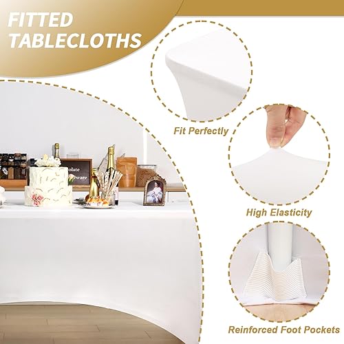 Miniatura 9 de Fixwal Manteles de mesa negros de 4 pies, manteles de elastano para mesas de 4 pies, mesa rectangular (48 pulgadas de largo x 30 pulgadas de ancho x