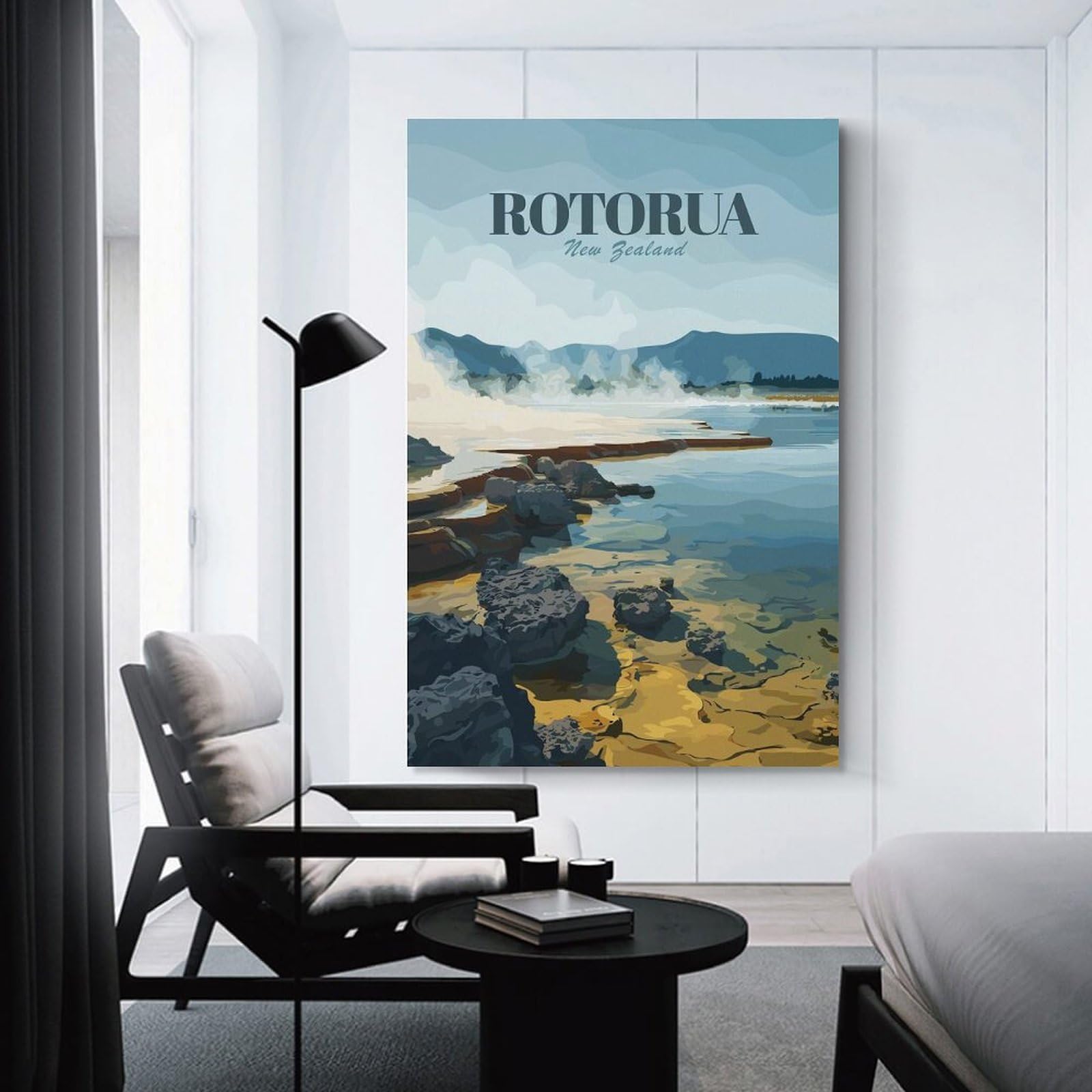 Junmoney Rotorua New Zealand Geothermal Landscape Hanging Wall Art, 16x24inch(40x60cm), for Gallery Wall Decor And Room Displays, Home Wall Art for Statement Displays