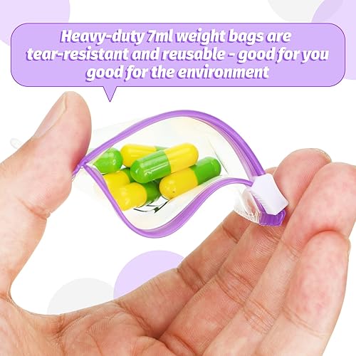 Miniatura 4 de Colarr AM PM - 14 bolsas para pastillas reutilizables con cremallera para día y noche, organizador de píldoras con cierre deslizante para estuche de