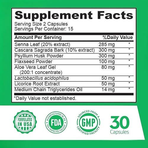 Miniatura 9 de Limpieza de 15 días de restablecimiento intestinal avanzado - Apoyo digestivo natural con hoja de sena y cascara sagrada | Alivio de la hinchazón y