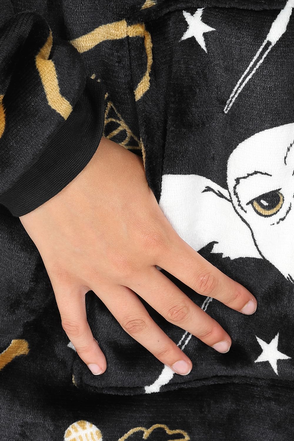 Harry Potter Hedwig Sweat à capuche noir pour fille, Couverture polaire surdimensionnée à capuche