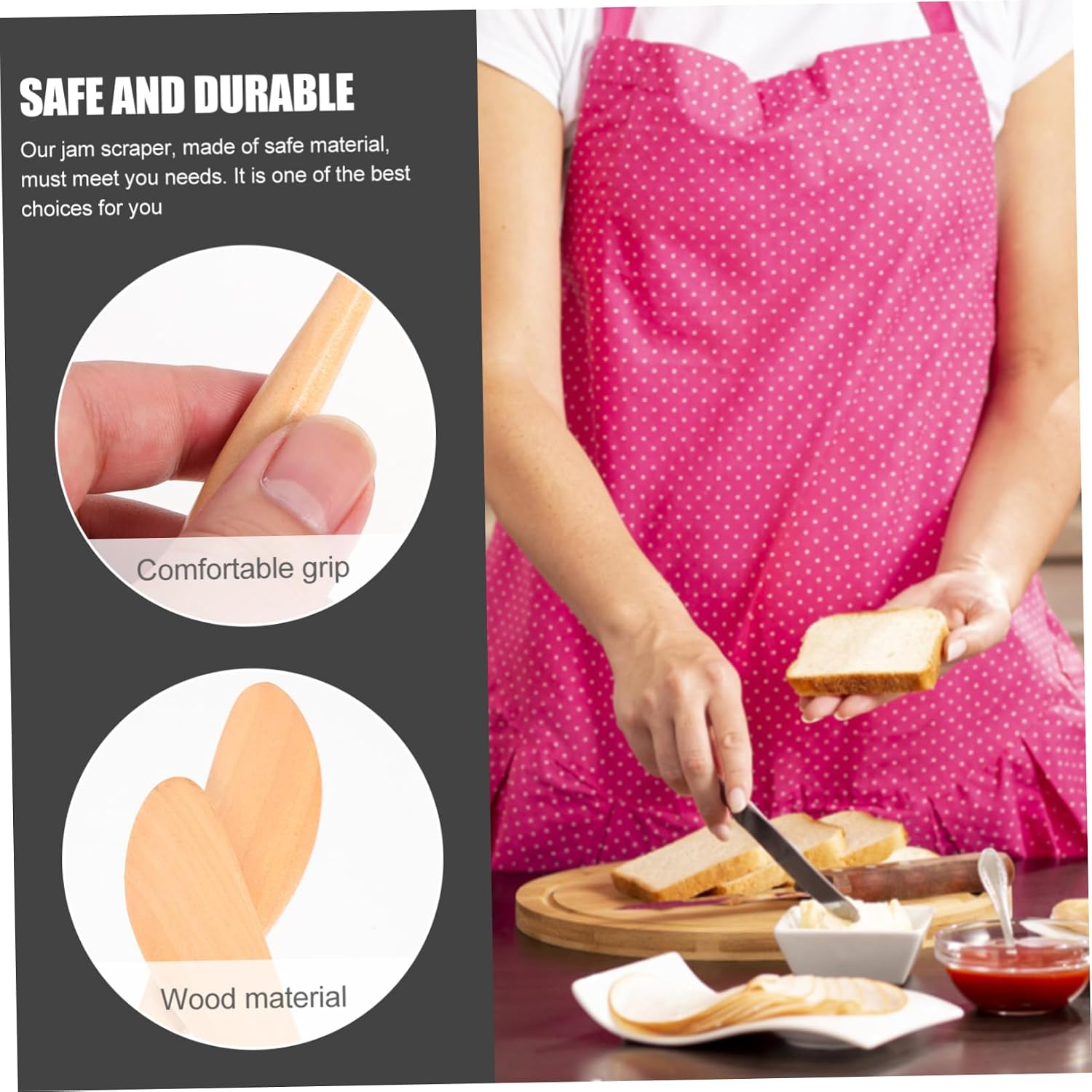 VOSAREA 20pcs Multi-function Butter Spatula Ergonomic Jam Spreaders for Home Kitchen to Clean Practical Wooden Design for Spreading Butter Jam