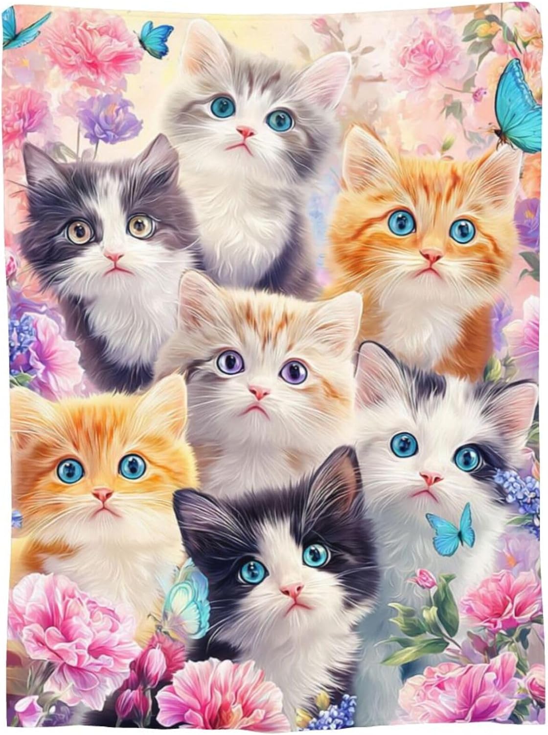 Cat Blanket Cute Cat Decor Cozy Animal Throw Super Soft Plush Flannel Fleece Blanket Gift for Kids Adults Men Women Ultra Warm & Lightweight Flannel, 50"X40" - Image 7