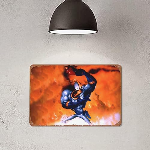 Miniatura 5 de Earthworm Jim Game - Cartel de metal retro para decoración de pared para el hogar, calle, puerta, bares, club