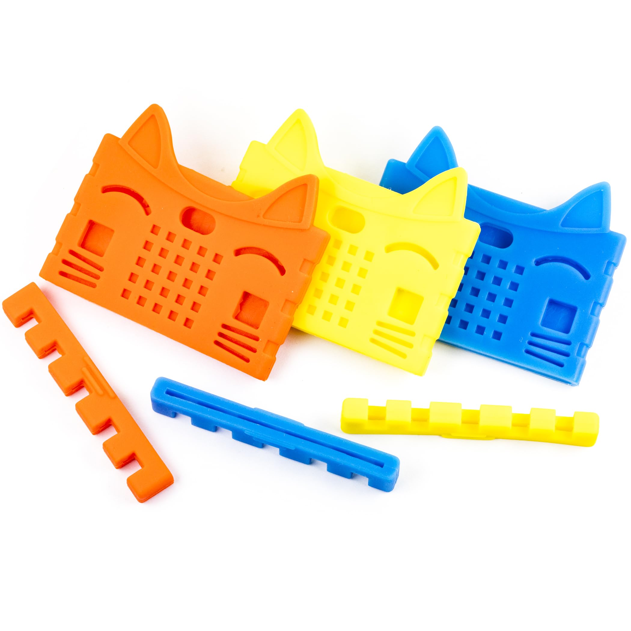 2-Pack Micro:bit Rubber Sleeve Cases – Cat-Shaped Silicone Protectors For Kids (Yellow + Red)