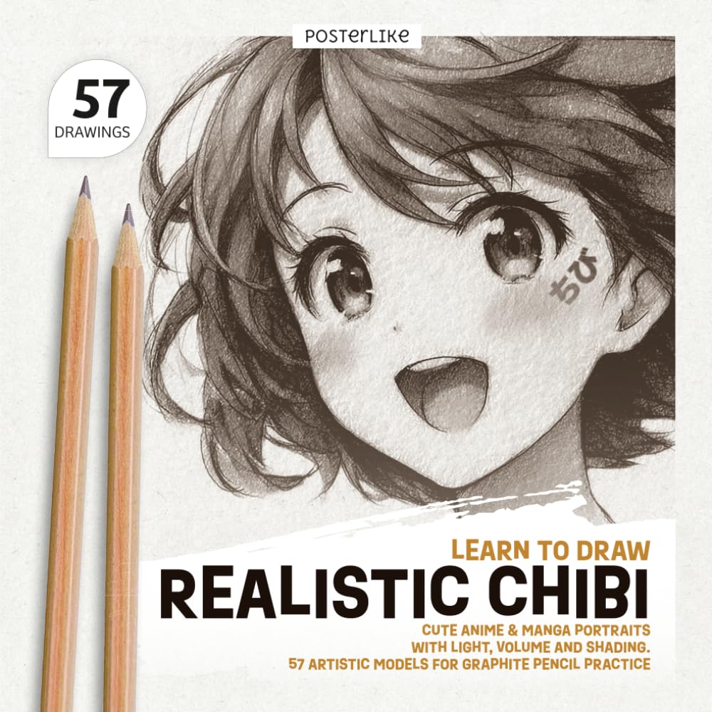 Learn to Draw Realistic Anime Chibi: Cute Manga Portraits with Light, Volume, and Shading. 57 Artistic Models for Graphite Pencil Practice