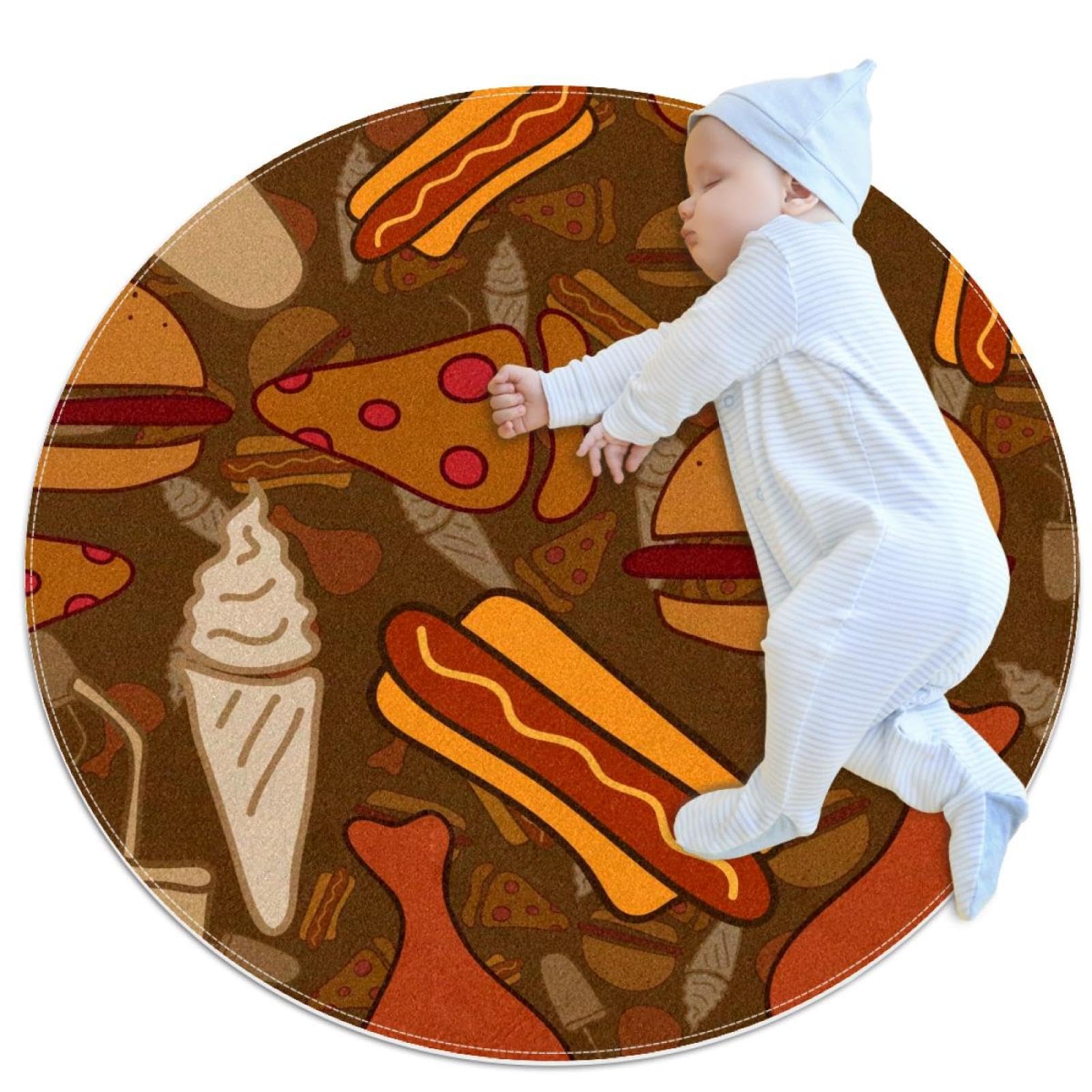 Tapis de salle de bain antidérapant imprimé fast-food américain rond 1m
