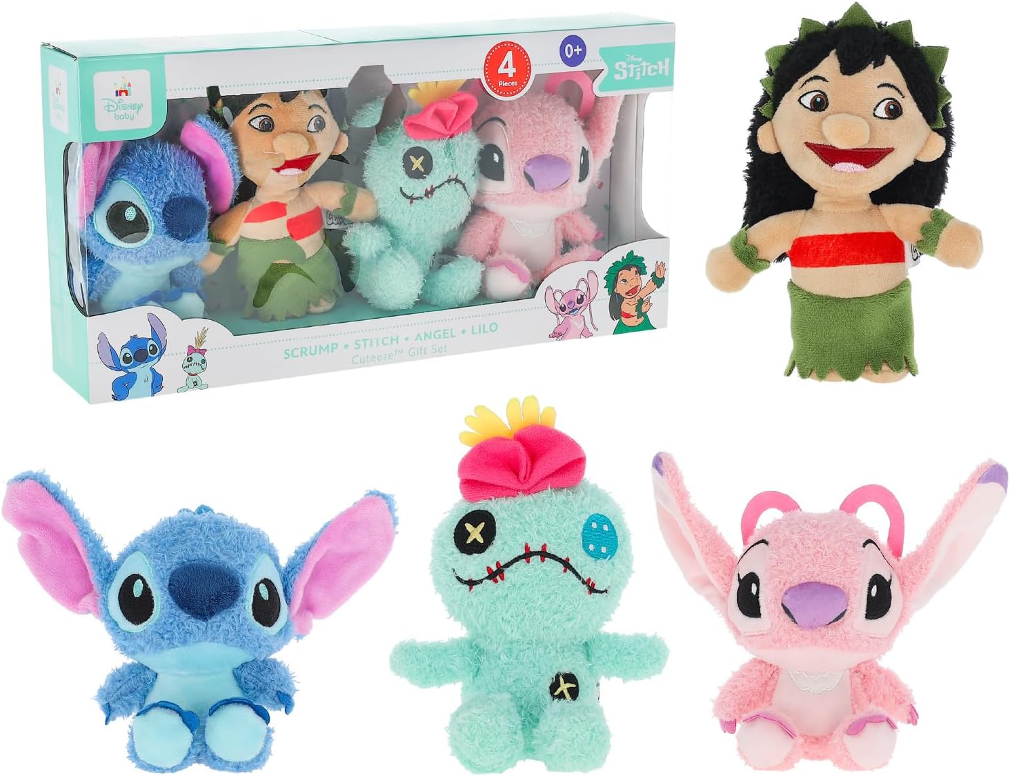 Disney Baby Lilo & Stitch 4 Piece Cuteeze Gift Set Plush Collector Set of Stuffed Animals