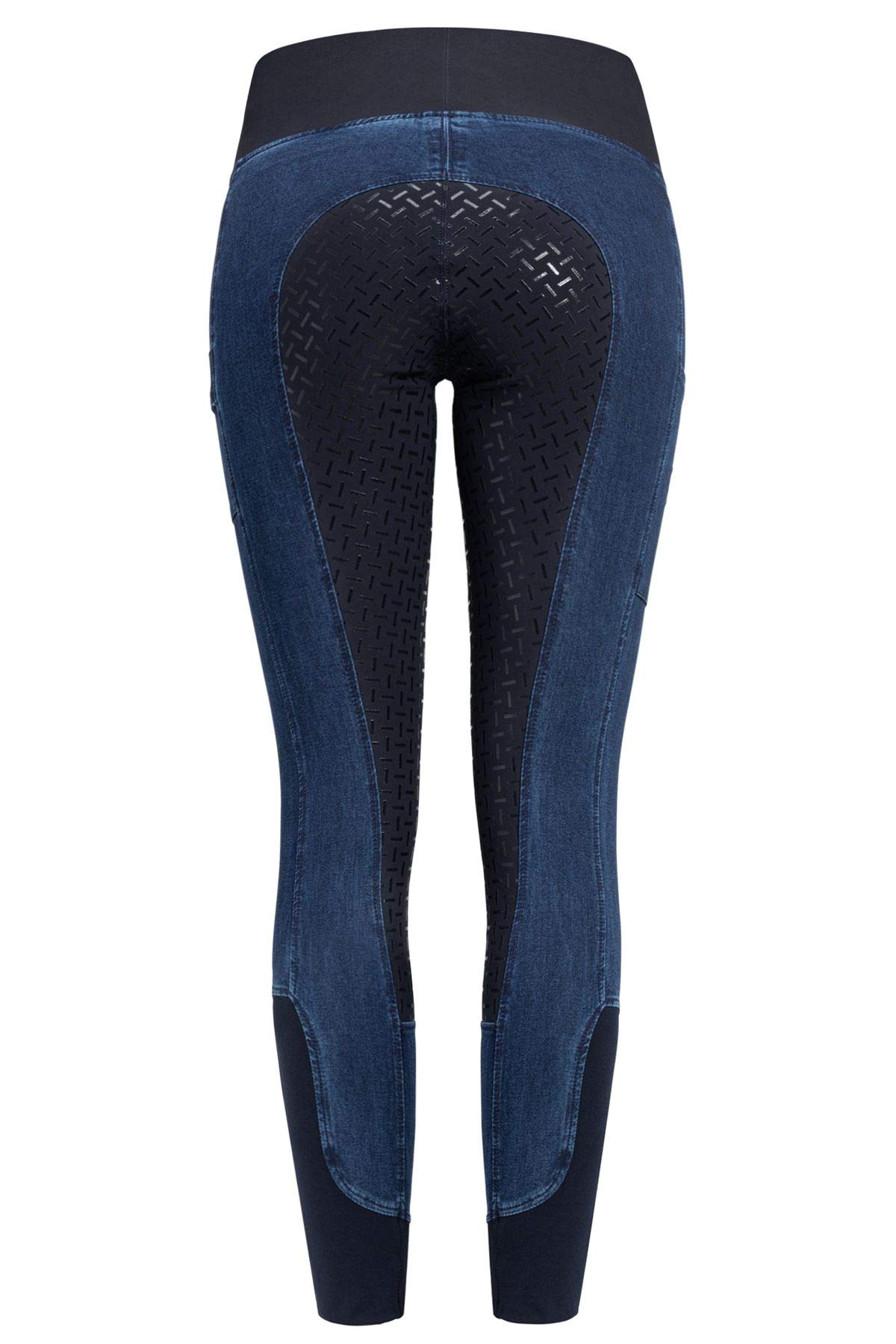 RIDERS CHOICE - Leggings de equitación de Mezclilla para Mujer con Relleno de Silicona y Bolsillo para teléfono móvil - Colección RidersDeal para Jinetes