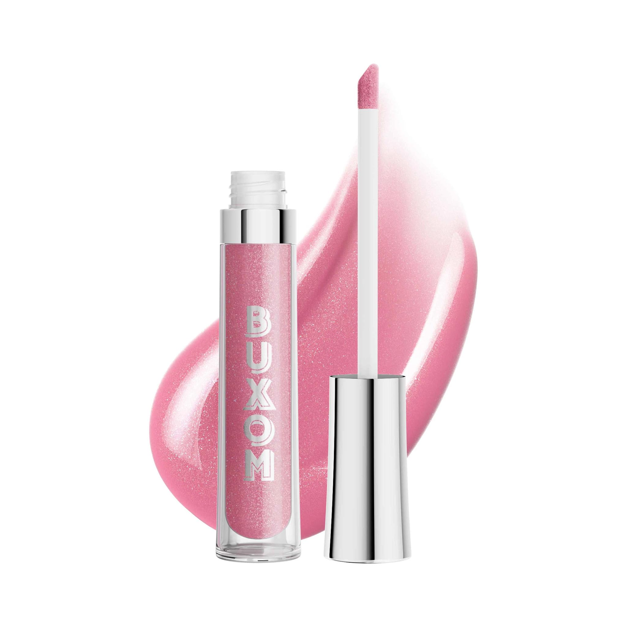 Full-On Plumping Lip Polish, Tinted Lip Plumper Gloss with Peptides & Vitamin E, High-Shine Lip Gloss that Nourishes, Vegan, BM Elizabeth (Pink Shimmer)