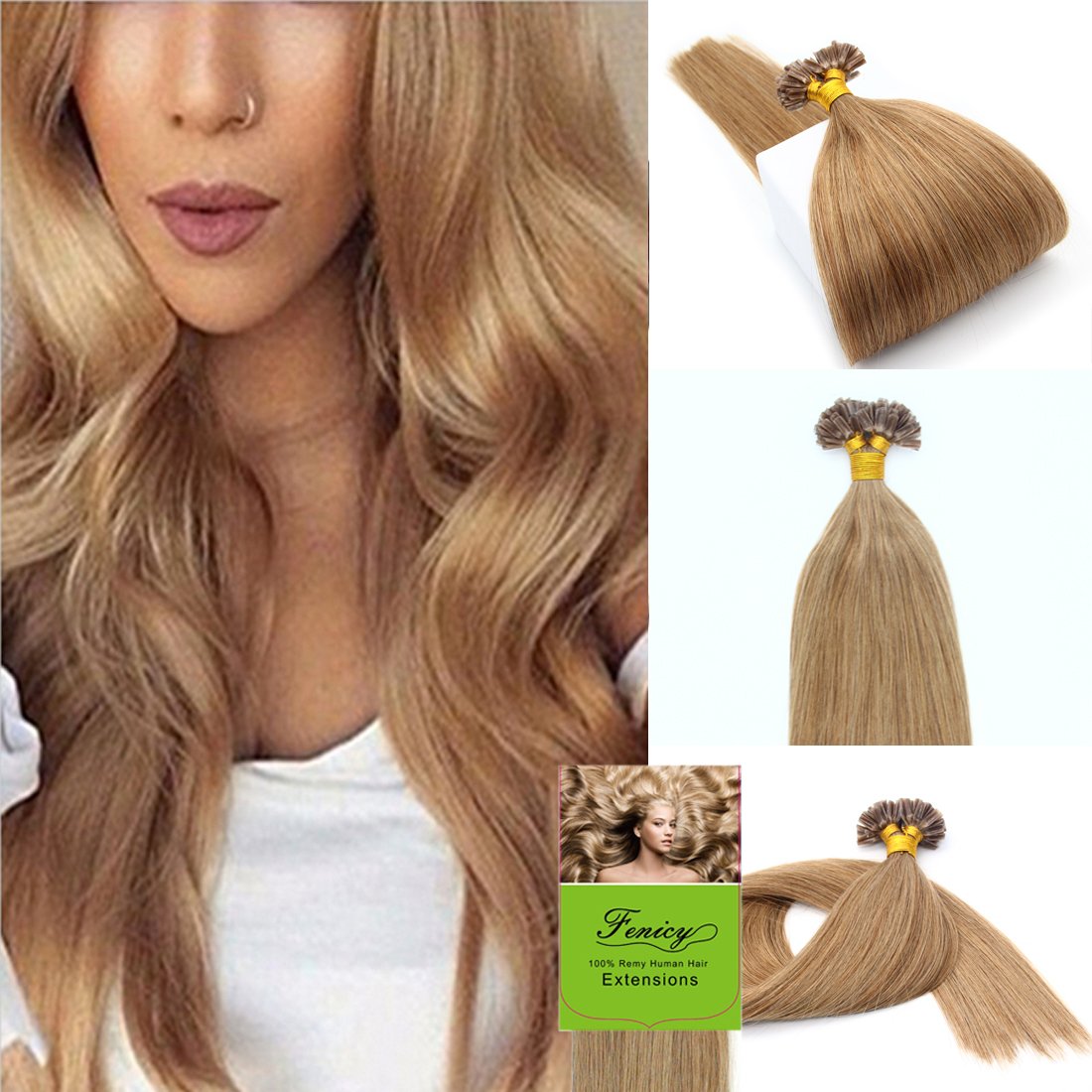 Double Drawn Hair Extensions Pre-Bonded Keratin Nail U Tip Remy Human Hair 1g/s 50S (22Inch, Ash Blonde)
