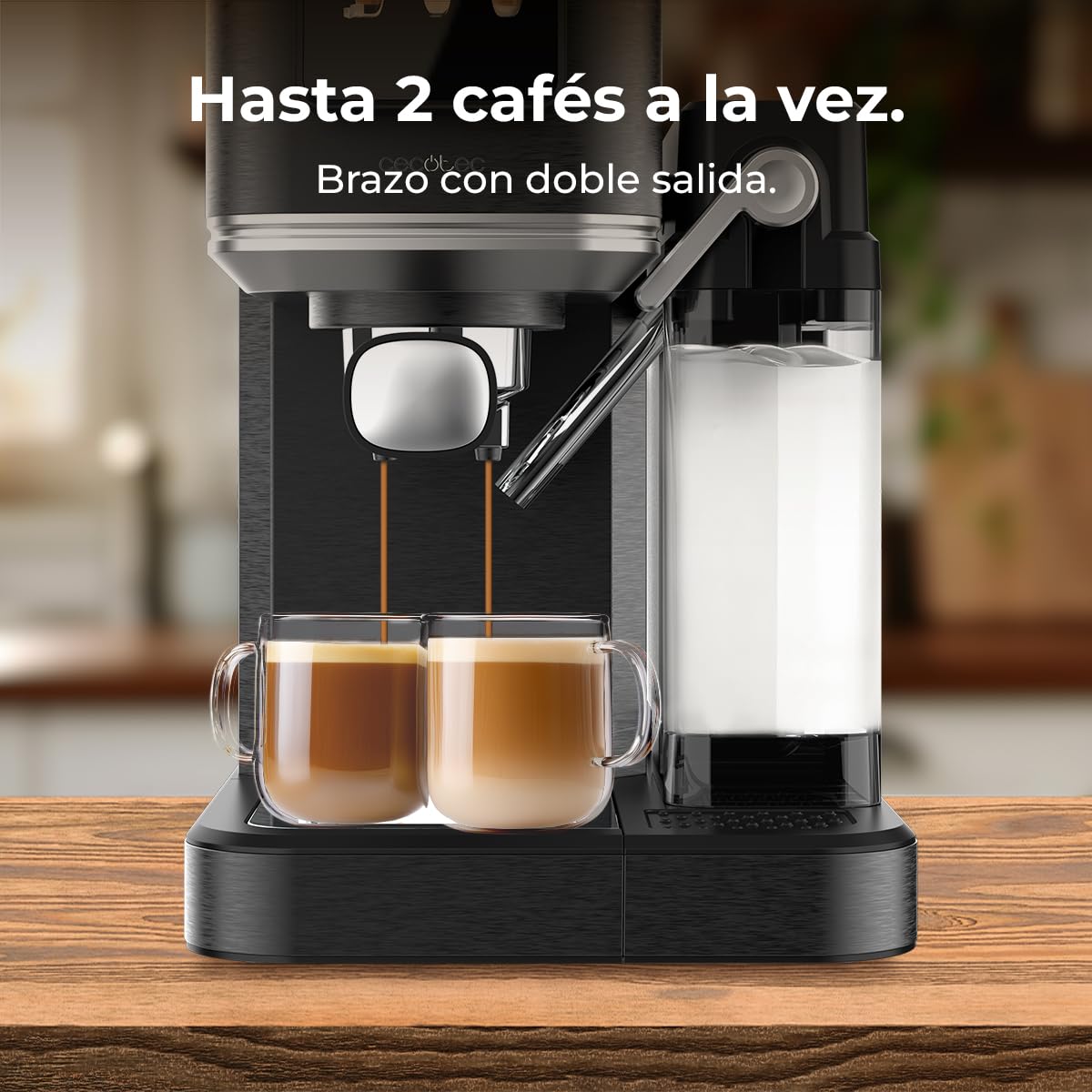 Cecotec Ekspresy do kawy Cafelizzia ColdBrew Latte Półautomatyczne ekspresy do kawy 1350 W, 20 barów, ColdBrew, kolorowy ekran dotykowy, zbiornik na wodę 1,2 l i 1000 ml mleka, podgrzewacze, podwójne