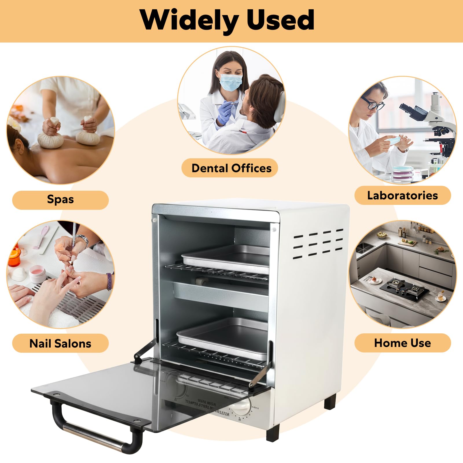 Hochtemperatur-Sterilisator 12 Liter Hochdruck-Sterilisator, Werkzeug Sterilisatoren mit Temperaturregelung und Timer, Trockene Hitze Sterilisator mit Tablett für Friseursalon, Spa, Nagelstudio