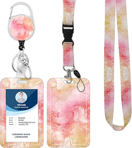 Cordón con soporte para insignias carrete retráctil para insignia con correa desmontable para el cuello y soporte vertical para identificación para