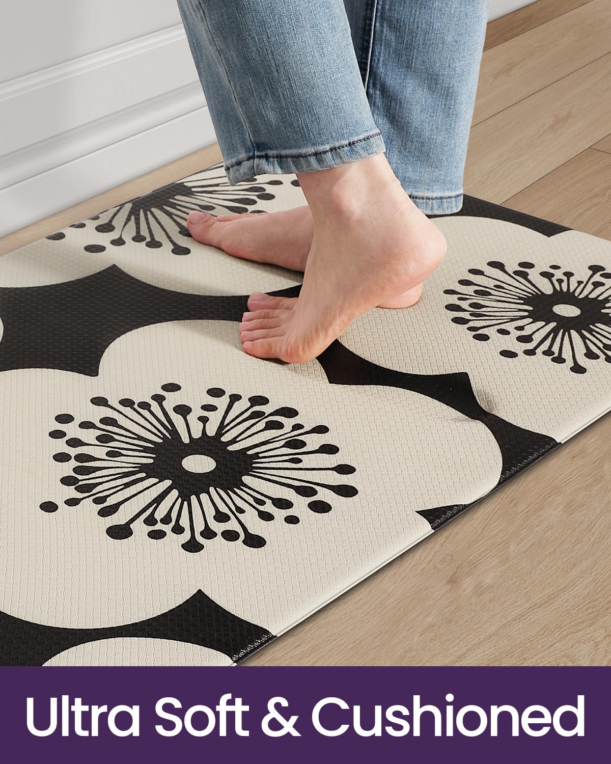 Liveinu Anti Fatigue Kitchen Rugs Non Skid Waterproof Floor Mat Cushioned Farmhouse Comfort Standing Kitchen Mats For Floor, House, Sink, Office