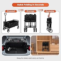 Vista 9 de PayLessHere Carrito plegable con ruedas Negro Carrito plegable resistente con capacidad de 330 libras con ruedas todo terreno y mango