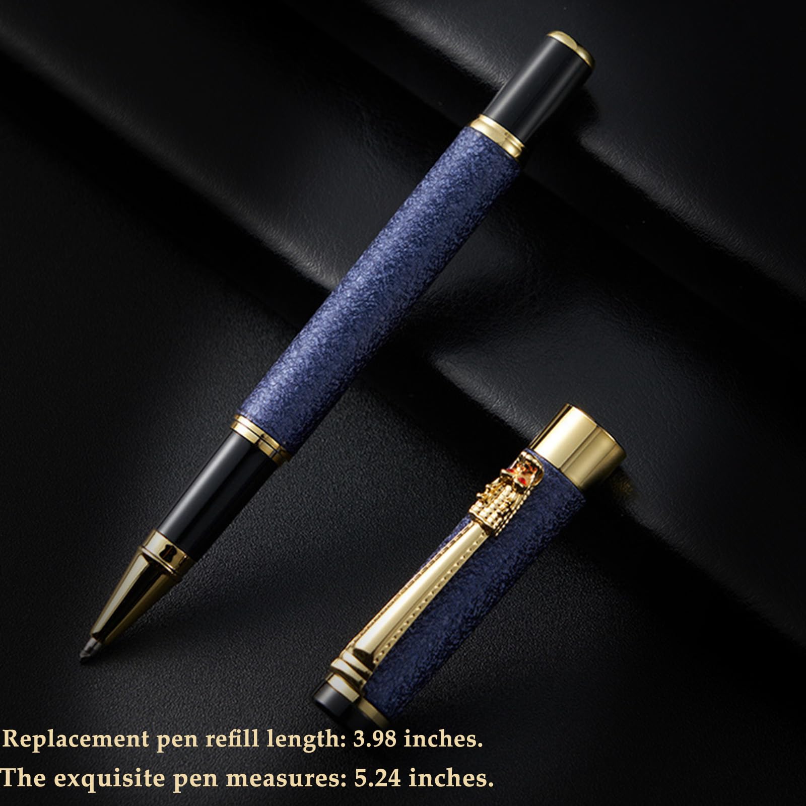 Stylo roller de luxe | Stylo d'écriture fantaisie avec laque noire et plaqué or véritable | Stylo de bureau – Coffret cadeau de qualité supérieure pour homme et femme | Jolis stylos pour