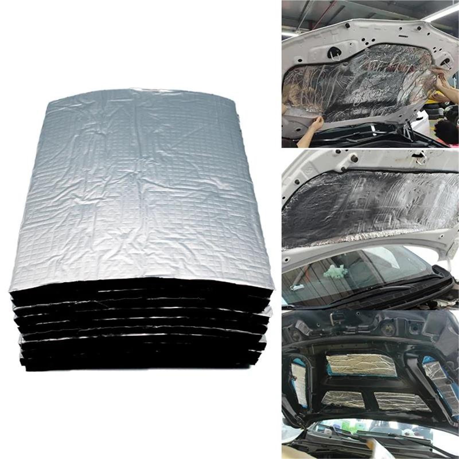 Estera 10 Uds. Estera Aislamiento Térmico Amortiguador Sonido 25cm * 18cm, Aislamiento Acústico para Coche Capó Aislamiento Fonoabsorbente Espesor Aislamiento 5mm(10pcs Silvery)