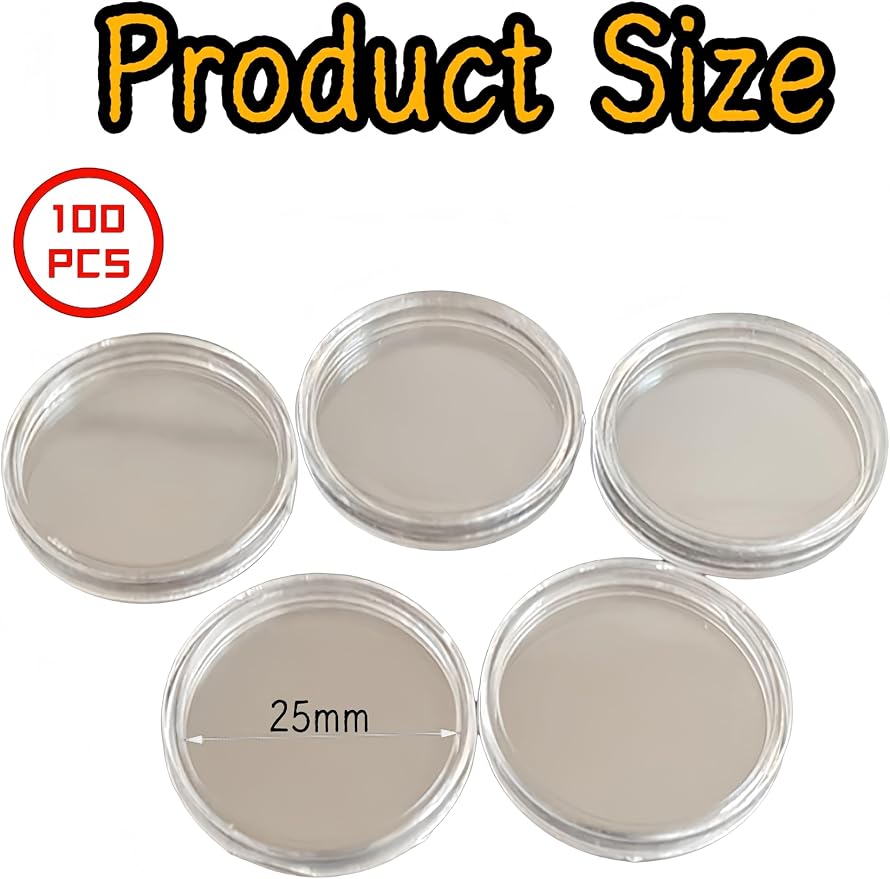 100 cápsulas protectoras transparentes para monedas 25mm miniatura 2