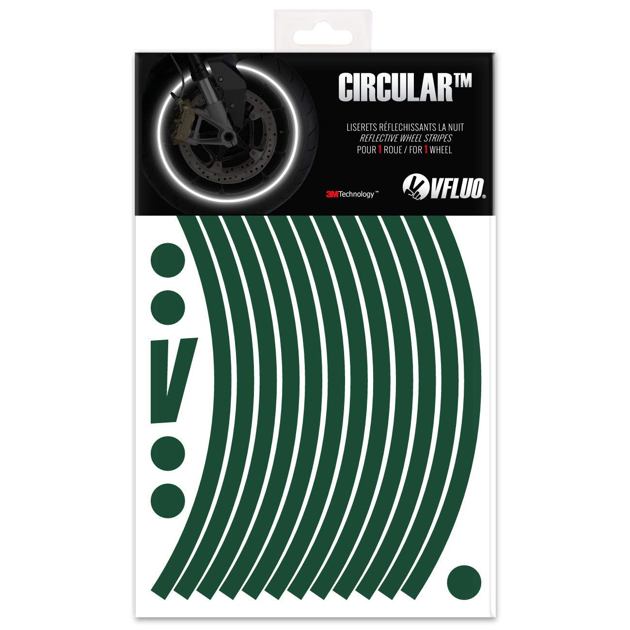 VFLUO - Kit Pegatinas Llantas de Moto Reflectantes, Autoadhesivas para 1 Rueda, 3M Technology™ - Gran Visibilidad Lateral - Discreto y diseño - Fácil colocación — view 39