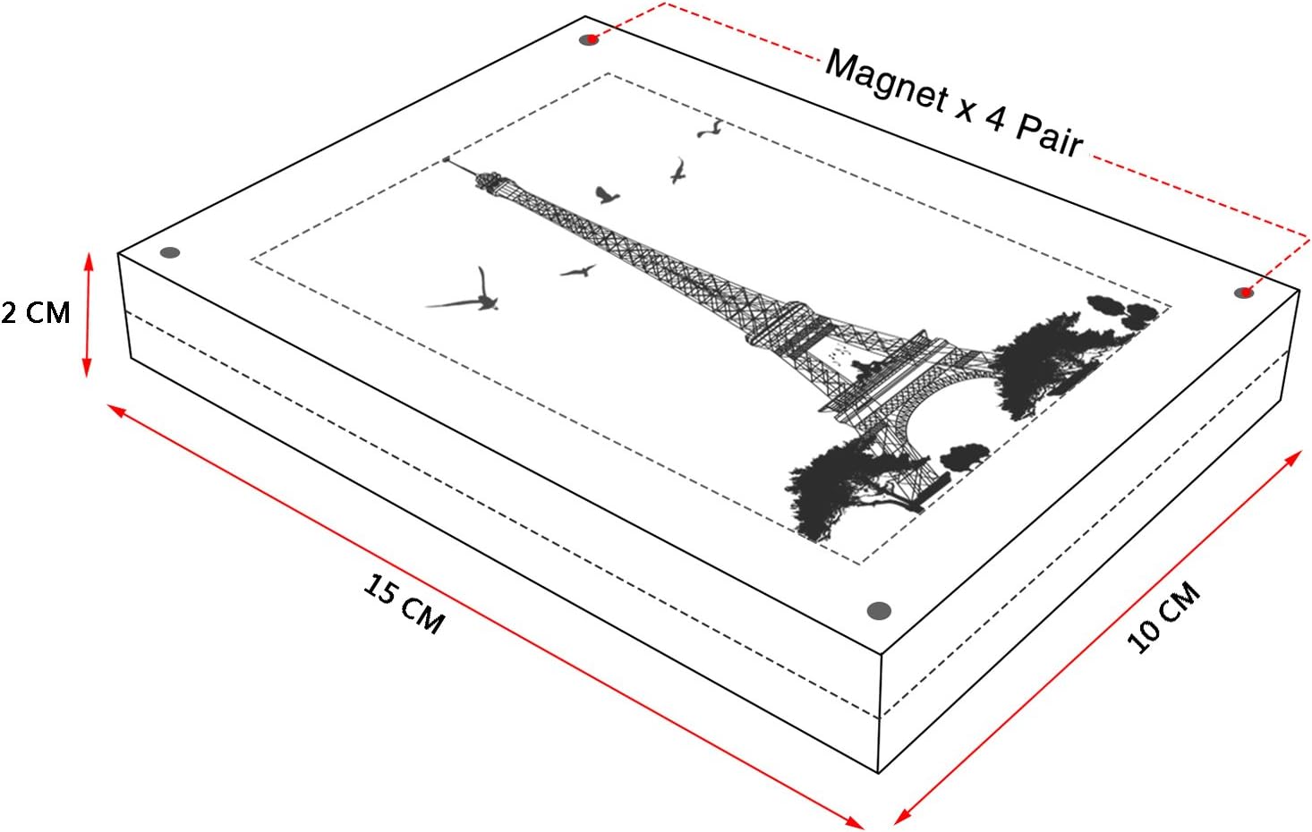 AMEITECH Acrylic Picture Frames, 4x6'' Clear Double Sided Block Set, Desktop Frameless Magnetic Photo Frame (2 Pack)