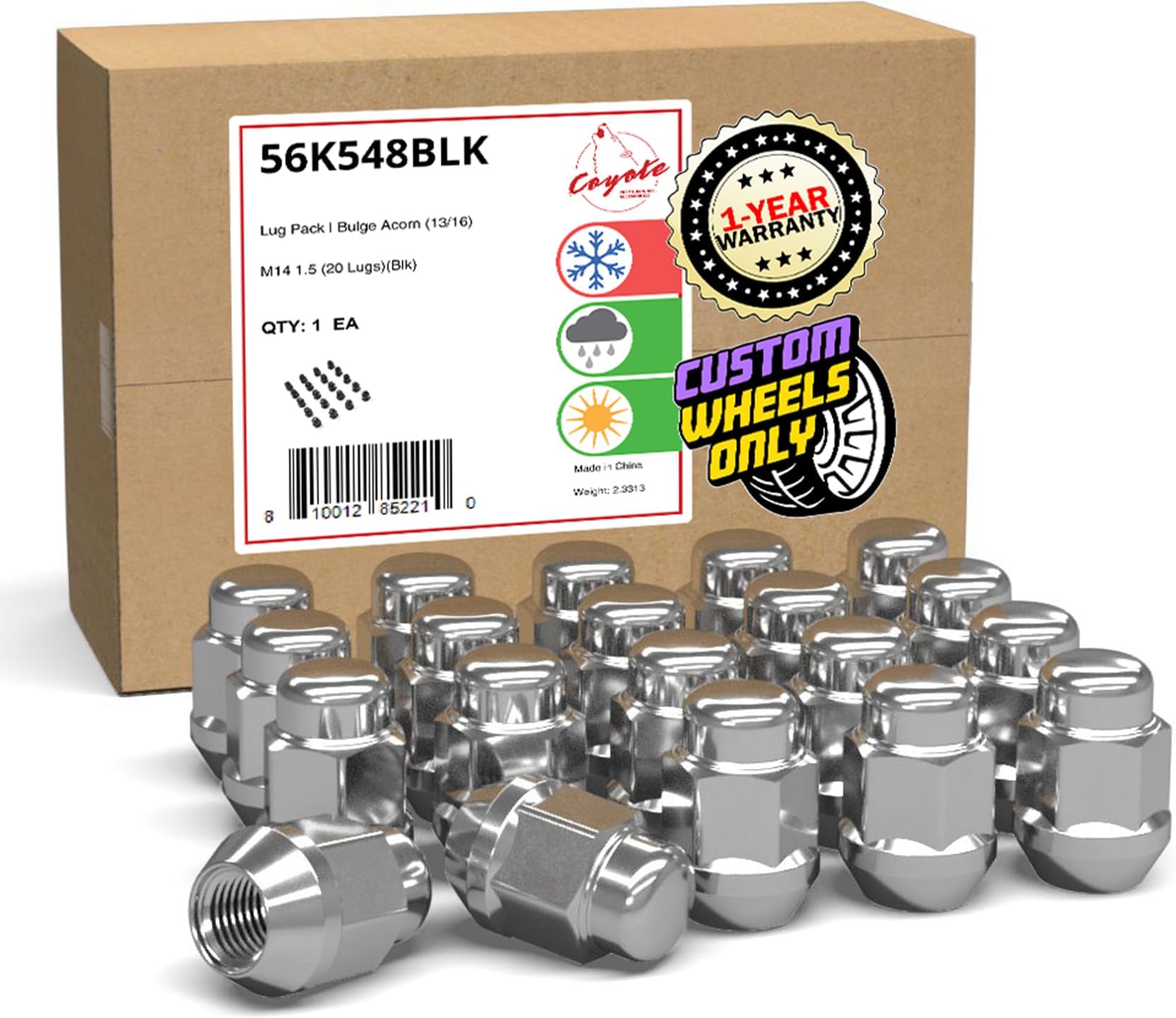 Chrome Hex Lug Kit