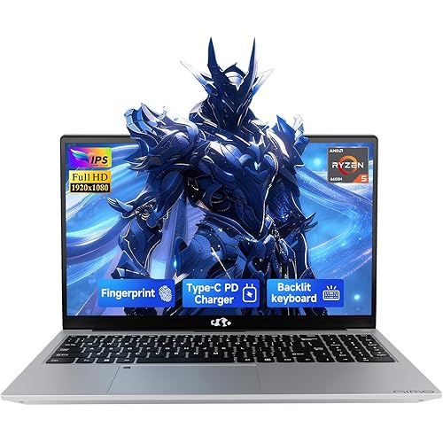 NIMO 15.6" IPS FHD-Gaming-Laptop,AMD Ryzen 5 6600H 16GB DDR5 RAM 1TB SSD (Beat i5-1335U, 6 Cores Up to 4.5GHz) AMD Radeon 660M GPU-Computer with 100W Type-C Charger Backlit Keyboard Fingerprint