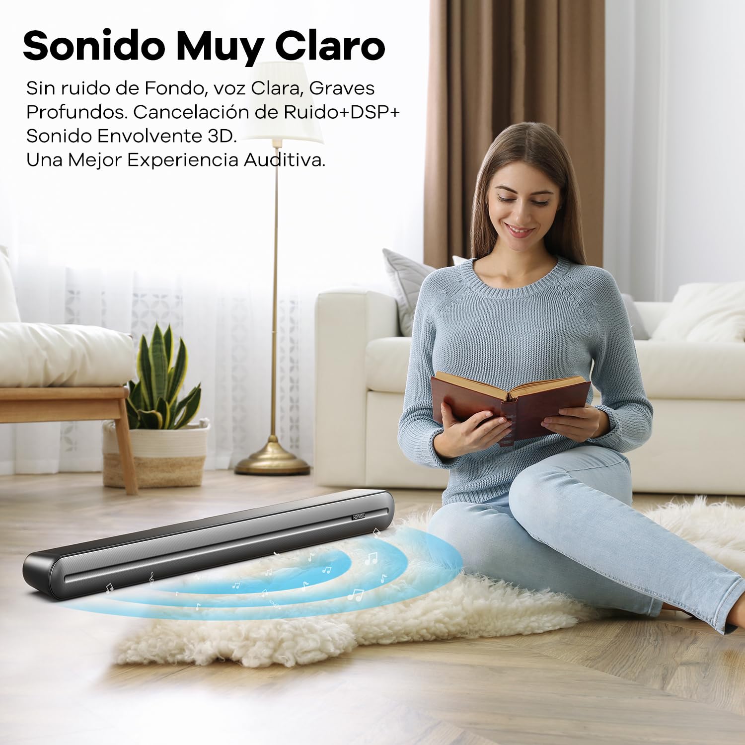 92cm 2.1ch Barra de Sonido TV con Subwoofer Integrado. 150W Altavoz de TV con Conexión HDMI ARC Mejorada, Bluetooth Óptico Auxiliar. Montable en Pared.