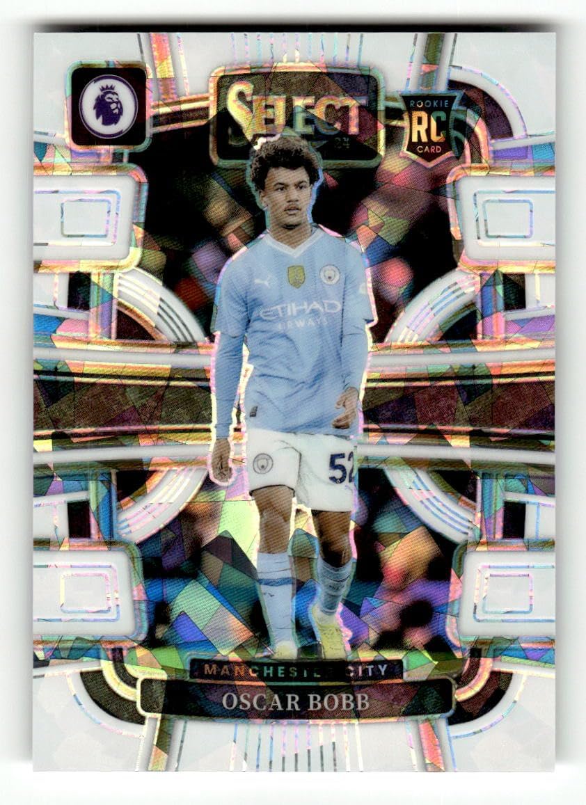 2023-24 Panini Select Premier League White Ice Prizm #64 Oscar Bobb /85 Terrace Manchester City Soccer Futbol Trading Card