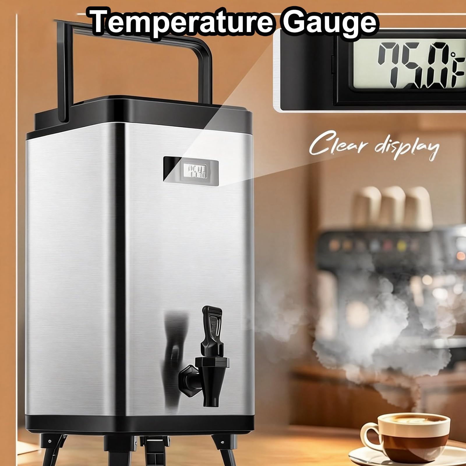 Distributore termico per bevande, in acciaio inox, per bevande calde e fredde con beccuccio, capacità 12 l, per tè, caffè, acqua, ideale per feste, picnic all'aperto, buffet