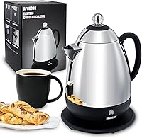 Vista 11 de Cafetera de acero inoxidable con perilla de vidrio para usar en cualquier estufa, sin aluminio, sin plástico (9 tazas)