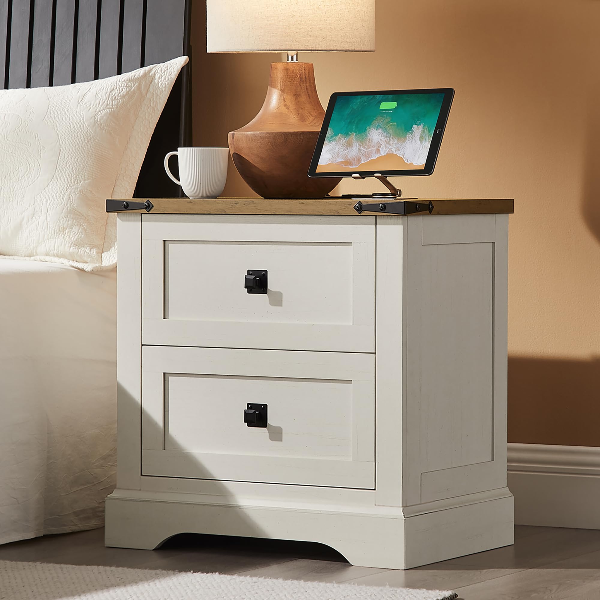 T4TREAM 24-inch Farmhouse Nightstand in Antique White