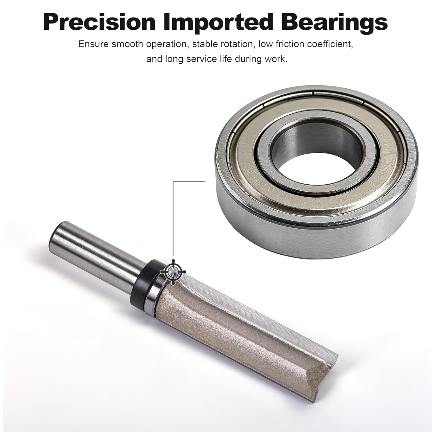 Top Bearing Flush Trim Router Bits 1/2" Shank, 3/4" Cut Diameter, 2-1/2" Cut Length, Useful for Template/Pattern Routing of Parts, Joints, Internal Cuts