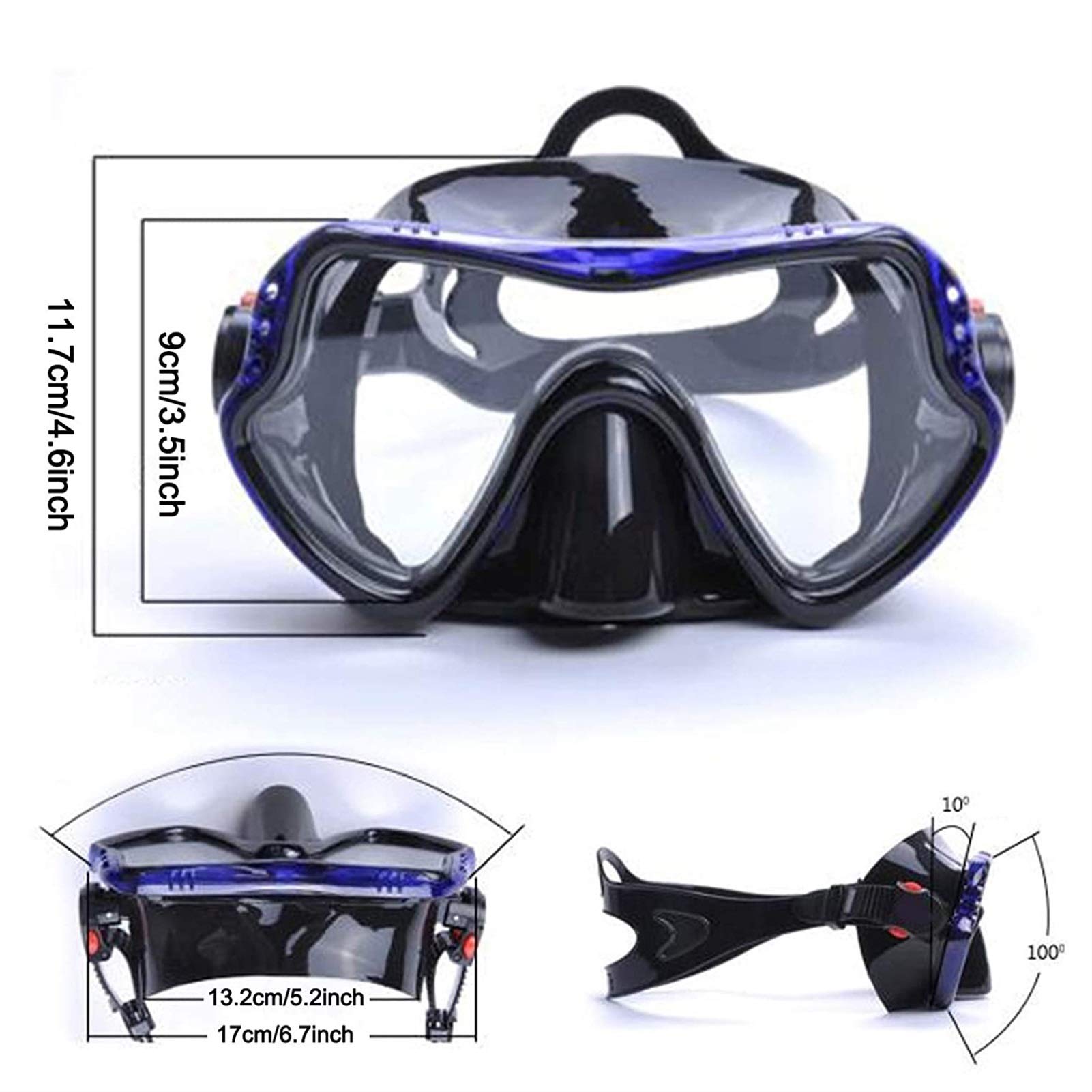máscara submarina, Máscara de Snorkel Máscaras Buceo Profesionales Gafas visión Amplia Equipo for Deportes acuáticos Submarino
