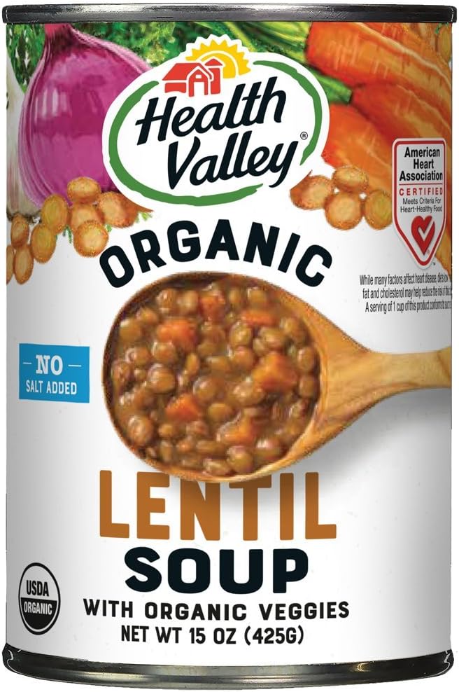 Health Valley Organic No Salt Added Soup, Lentil, 15 Ounce