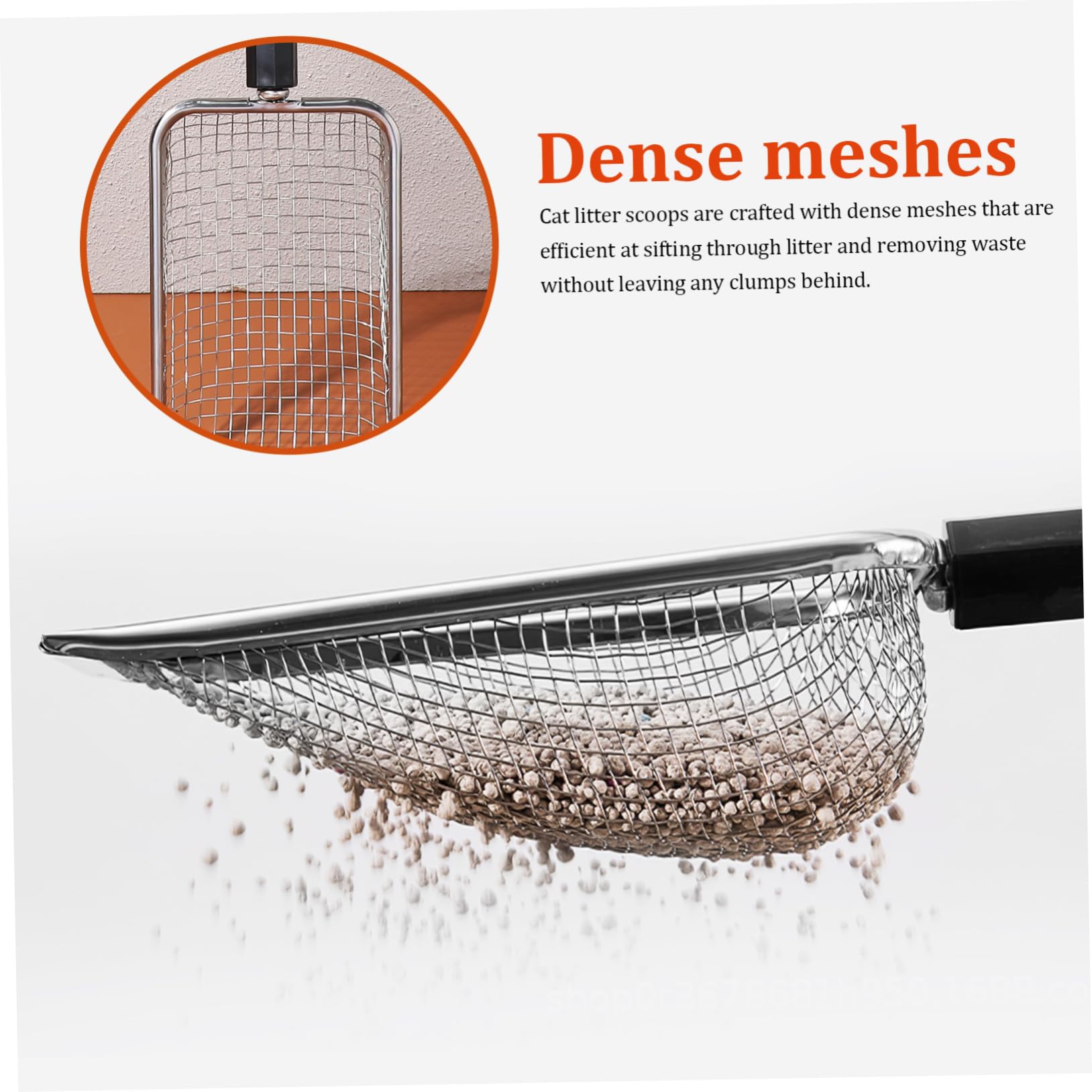 Abaodam 2 Pièces Pelle à Litière pour Chat Acier Inoxydable Design Poignée Ajustable Maillage Dense pour Nettoyage des Déjections