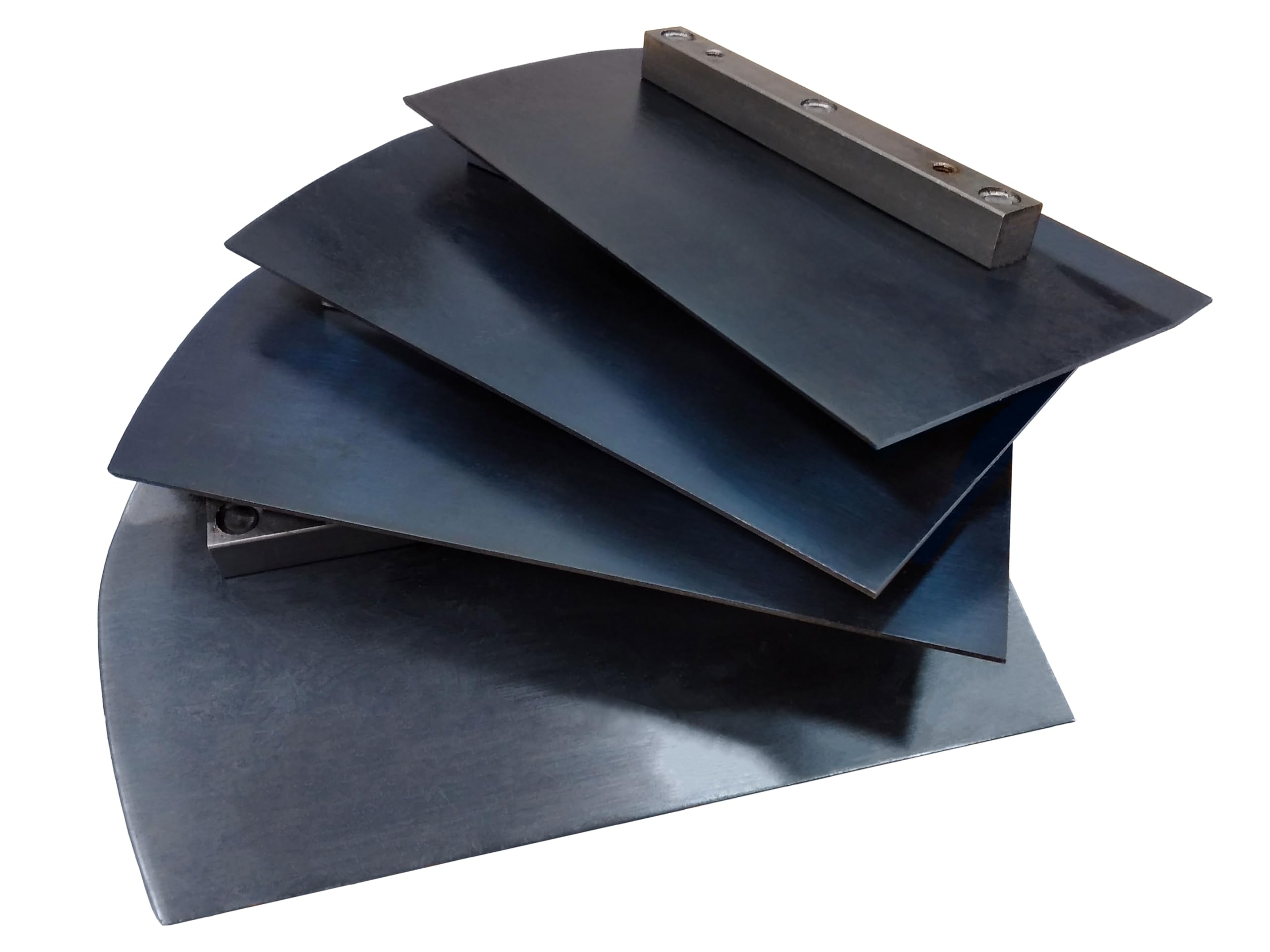 Set di Pale per Lisciatrice Elicottero da Ø600 mm | 4 Pezzi | 22x12 cm | Filettatura M6 | Spessore 1,8 mm | Distanza tra viti 10 cm | in Acciaio Blu | Pezzo di Ricambio