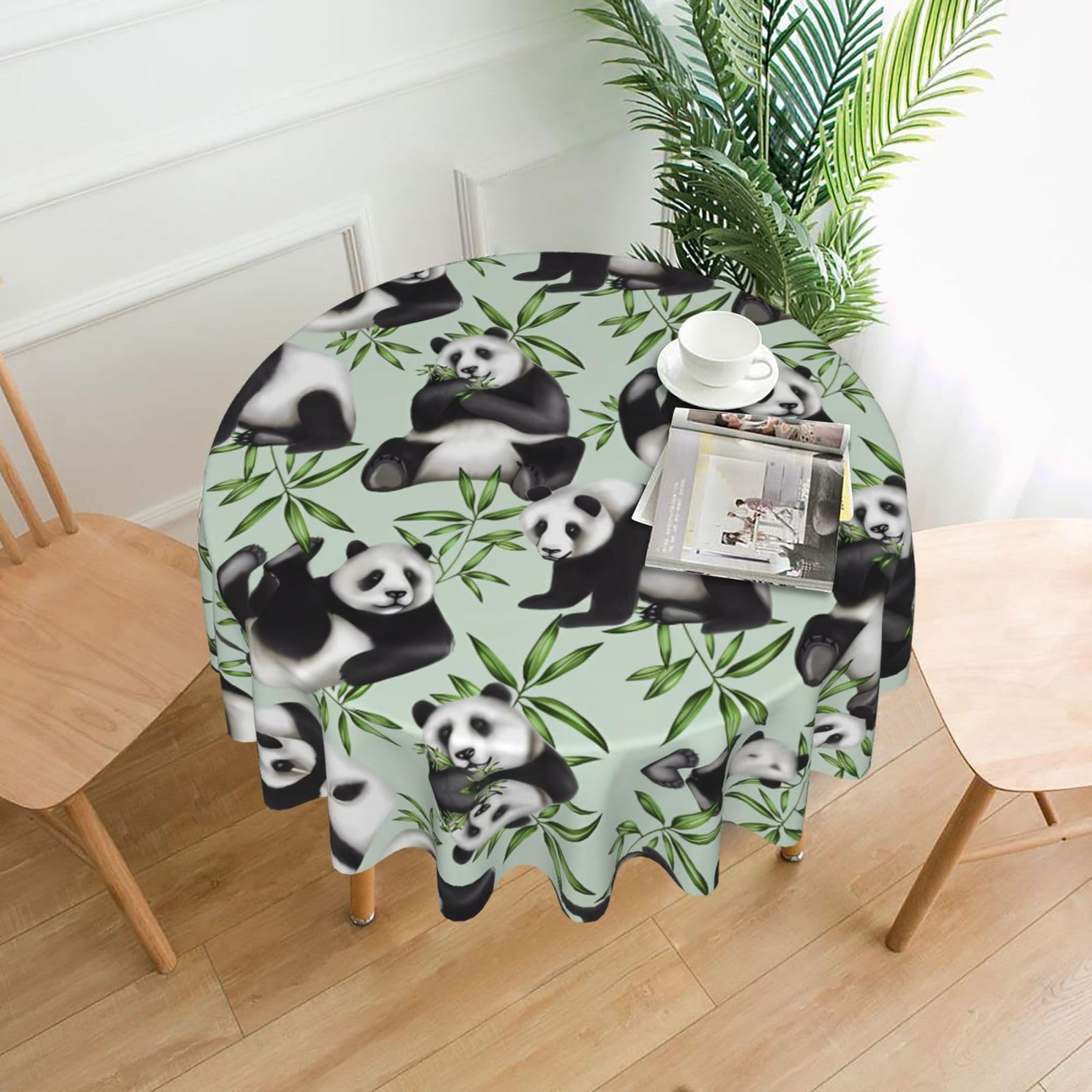 YYHWHJDE Panda bamboo Prints Round Decorative Tablecloth 60in – Elevate Your Dining Space with this Elegant Throw for Everyday Charm & Special Occasions