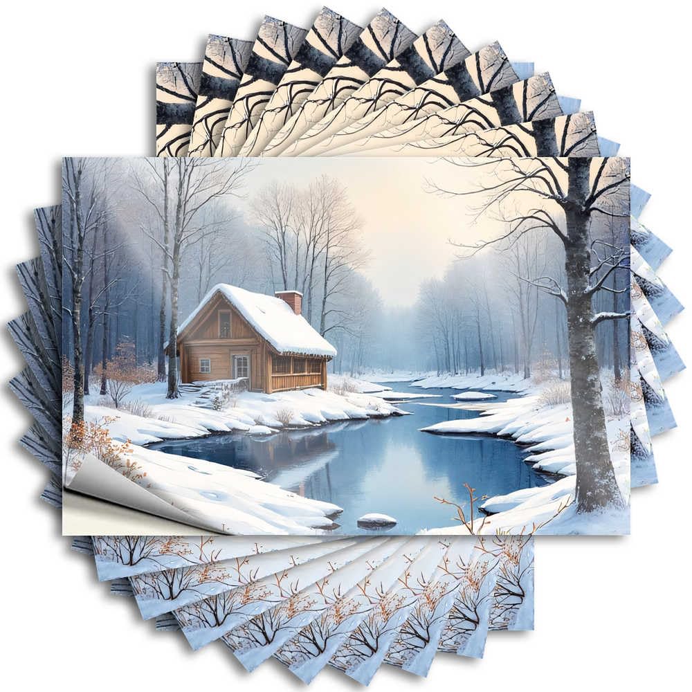 Winter Cabin By The River Book Quote | Kitchen Decorations Waterproof Vinyl Hat Motorcycle Removable Decal Peel Stick(6X9CM)