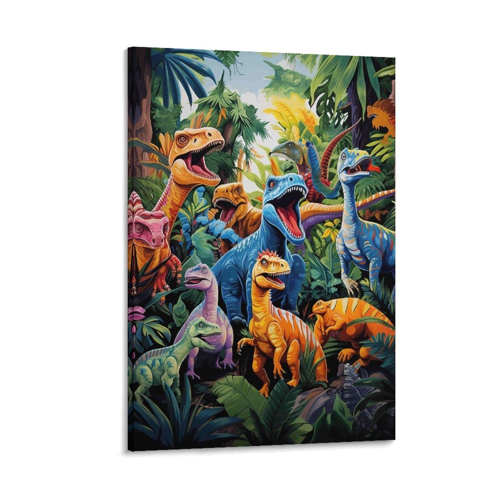 DHBANEIOK Dinosaurs Jungle Scene Wall Decor Poster Giclee Canvas Prints Modern Wall Art Picture Wall Hanging for Dining Room Kitchen Home Office Decor 12x18inch(30x45cm)