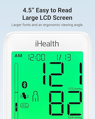 Miniatura 15 de iHealth Accu Monitor de presión arterial – Pantalla LCD grande de 4.5 pulgadas, clínicamente precisa, alerta de latidos cardíacos irregulares, Negro