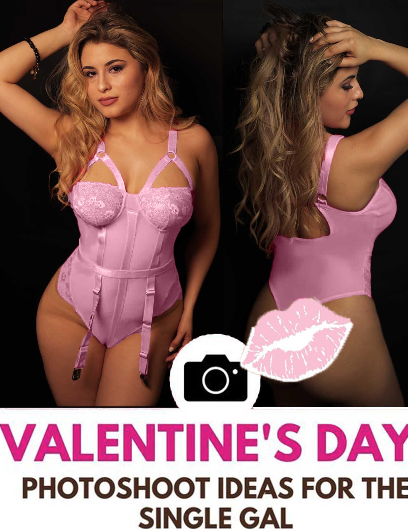 Avidlove Lingerie Sets for Women Sexy Lace Skull Corset with Garter Belt One Piece Teddy Bodysuit: Large Pink