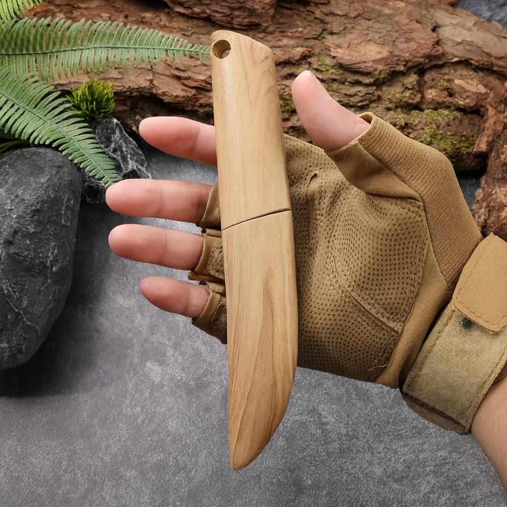 Machado Outdoor Utility Knife with ABS Wooden Texture Handle & Sheath - 3CR13 Stainless Steel Blade for Picnic, Fruit Cutting, Paring, Peeling & Everyday Use