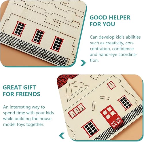 Miniatura 4 de Kisangel 2 juegos de rompecabezas de madera, modelos de casa, casas de ensamblaje de madera, manualidades creativas para regalo de cumpleaños y