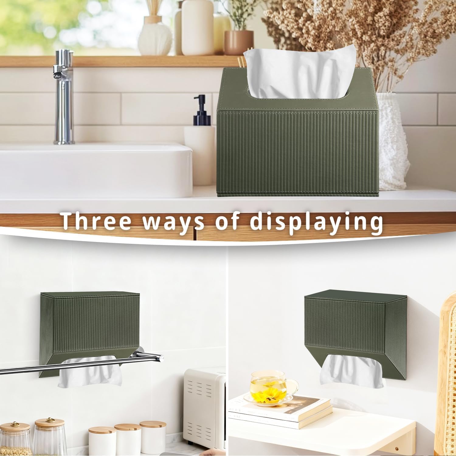PUSU PU Leather Hand Towel Box Cover-Compatible with Disposable Paper Hand Towels, Wall-Mounted Paper Towel Dispenser Holder, Napkin Organizer for Bathroom, Kitchen, Restroom, Home Decor