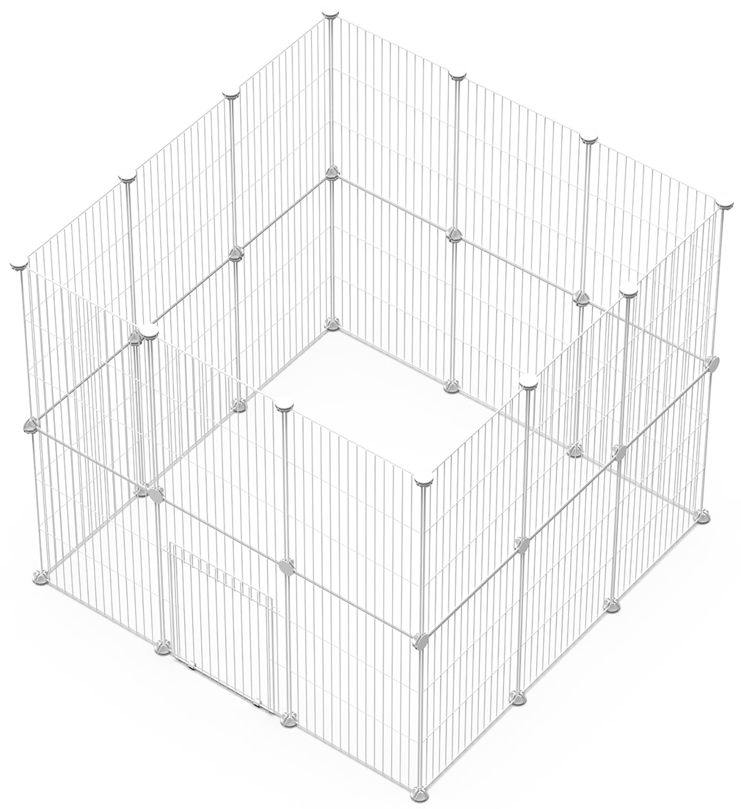 Enclos pour Animaux Domestiques avec Porte, Enclos Intérieur Modulable, Parc DIY pour Petits Animaux, Clôture Réglable, Lot de 24 Panneaux Grillagés pour Lapins et Cobayes 43x32CM