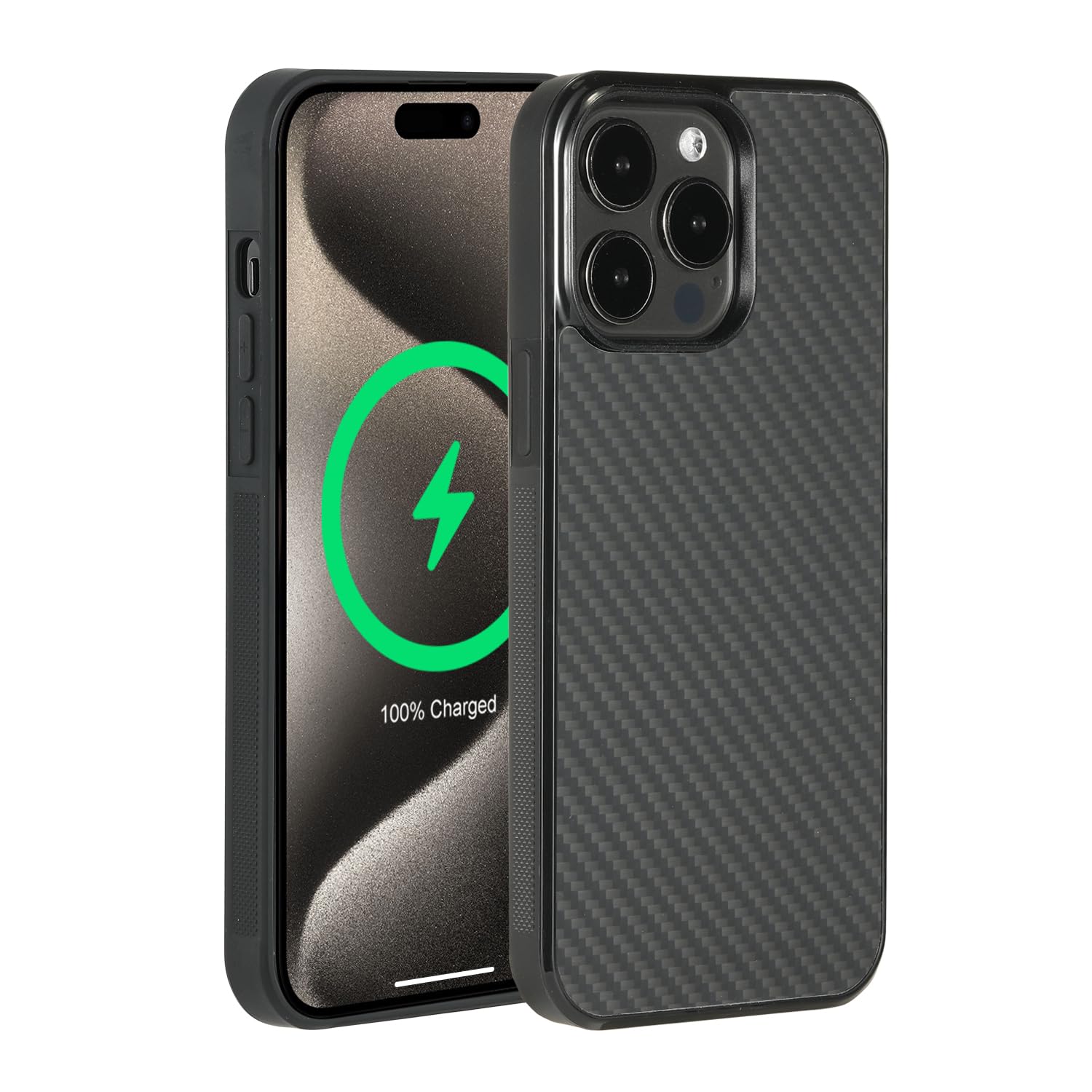 molzar Grip Series Magnetic Case for iPhone 15 Pro Max with Aramid Fiber, Built-in Magnet Ring for Magnetic Mount, Compatible with MagSafe Chargers and Accessories, Black/Aramid Fiber