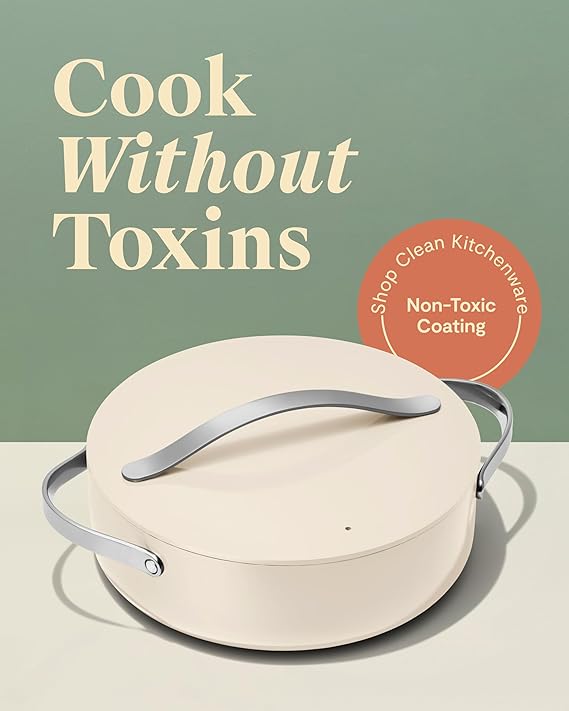 Caraway Rondeau - 6 Qt Non-Stick Pan with Lid - Free From Forever Chemicals - Perfect for Searing, Braising, Roasting - Gray