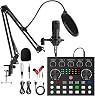 Podcast Equipment Set BM-800 Podcast Microphone Set with ive Sound Card Condenser Studio Microphone for Laptop Computer Vlog Living Broadcast Live Streaming YouTube TikTok V8s-Black