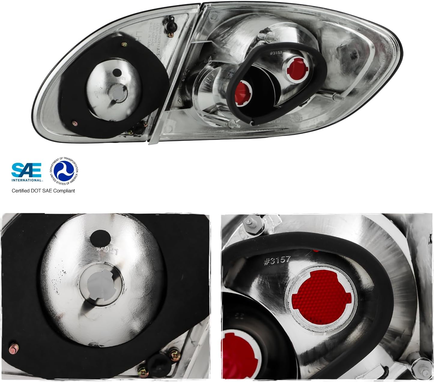 AKKON - For 2003-2008 Toyota Corolla Smoked Altezza Tail Lights Rear Brake Lamp w/Trunk Piece 4Pcs